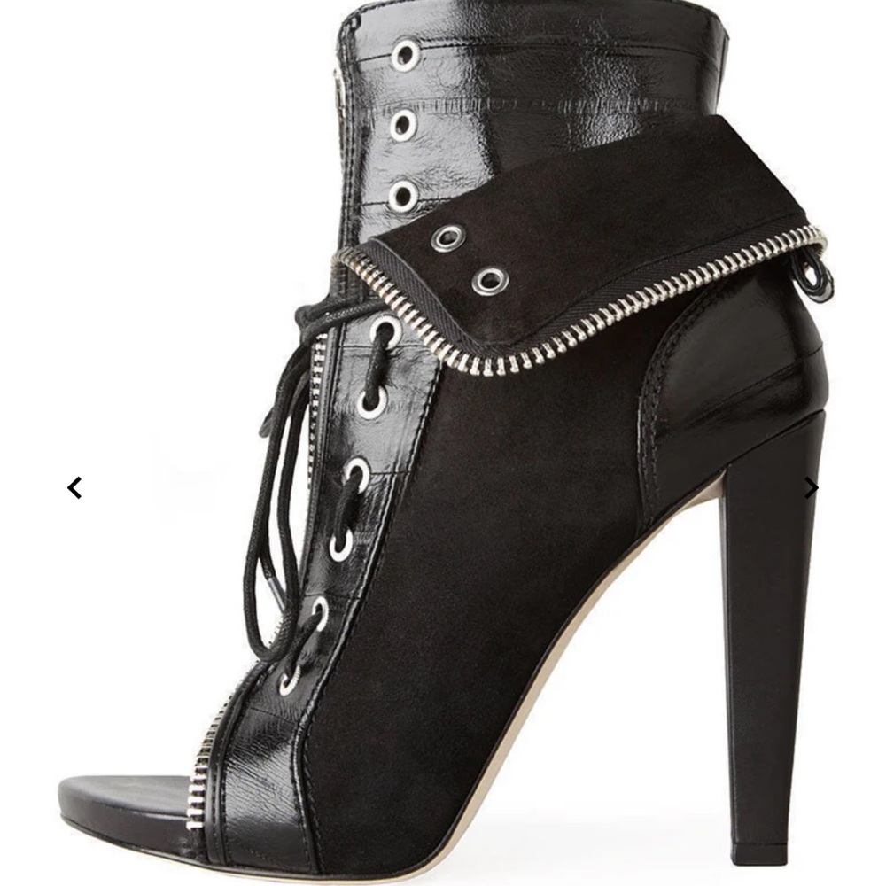 Alexander Wang Black Peep-Toe Heeled Boots